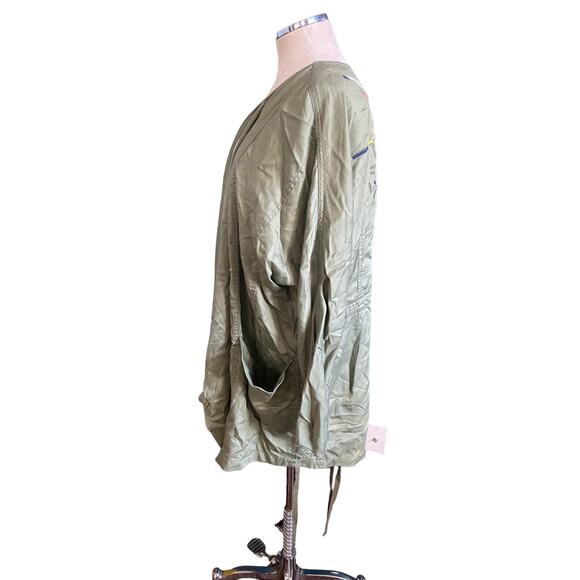 Jessica Simpson Finn Embroidered Draped Trench Jacket in Olive Green Size 1X - Picture 7 of 15